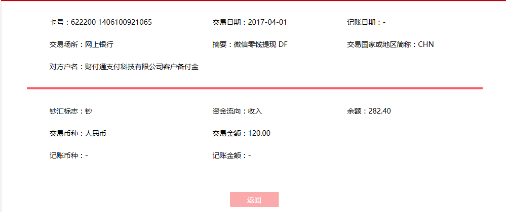 4月1日阜陽(yáng)客戶(hù)轉(zhuǎn)賬120元至微信賬戶(hù)